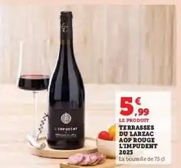 Hyper U TERRASSES DU LARZAC AOP ROUGE L'IMPUDENT 2023 offre