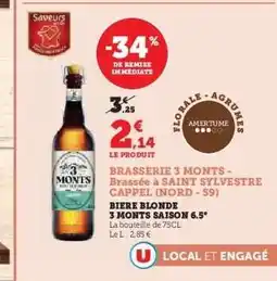 Hyper U BIERE BLONDE 3 MONTS SAISON 6.5° offre