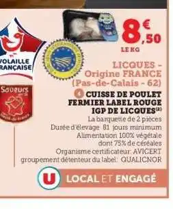 Hyper U CUISSE DE POULET FERMIER LABEL ROUGE IGP DE LICQUES offre