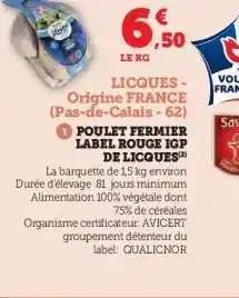Hyper U POULET FERMIER LABEL ROUGE IGP DE LICQUES offre