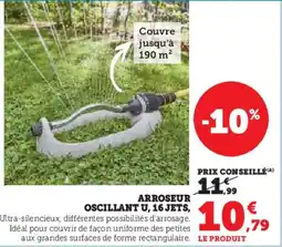 Hyper U Arroseur oscillant u, 16 jets, offre