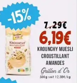 Naturalia GRILLON D'OR Krounchy muesli croustillant amandes offre