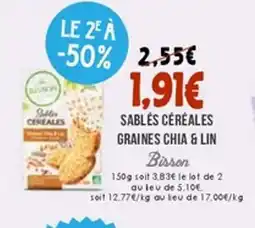 Naturalia BISSON Sablés céréales graines chia & lin offre
