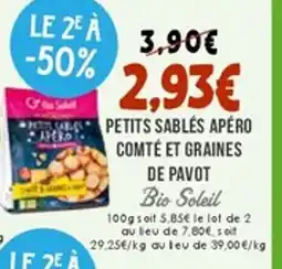 Naturalia BIO SOLEIL Petits sablés apéro comté et graines de pavot offre