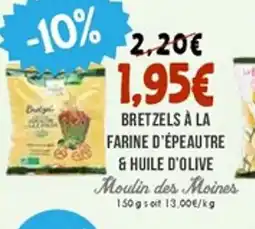 Naturalia MOULIN DES MOINES Bretzels à la farine d'épeautre & huile d'olive offre