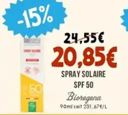 Naturalia BIOREGENA Spray solaire spf 50 offre