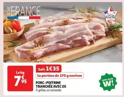 Auchan Porc : Poitrine Tranchée Avec Os offre