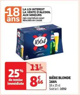 Auchan Bière Blonde 1664 offre