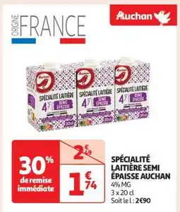 Auchan Spécialité Laitière Semi Épaisse Auchan offre