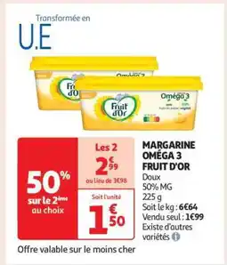 Auchan Margarine Oméga 3 Fruit D'or offre