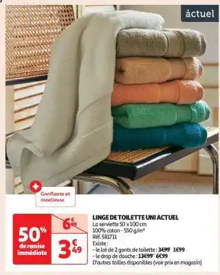 Auchan Linge De Toilette Uni Actuel offre