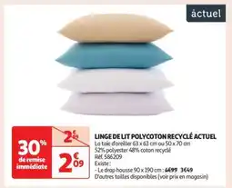 Auchan LINGE DE LIT POLYCOTON RECYCLÉ ACTUEL offre
