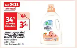 Auchan LESSIVE LIQUIDE BÉBÉ HYPOALLERGÉNIQUE ABRICOT PERSAVON offre