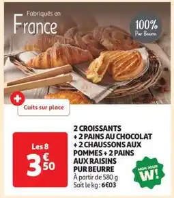 Auchan 2 Croissants + 2 Pains Au Chocolat + 2 Chaussons Aux Pommes + 2 Pains Aux Raisins Pur Beurre offre