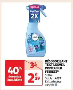 Auchan Désodorisant Textile Éveil Printanier Febreze offre