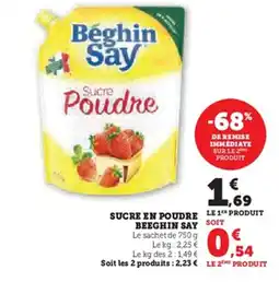 Super U BEEGHIN SAY Sucre en poudre offre