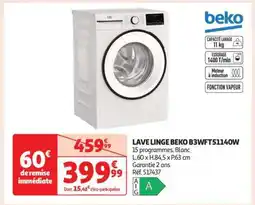 Auchan Lave Linge Beko B3Wft51140W offre