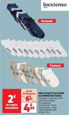 Auchan Mini Socquettes Femme Ou Homme Inextenso offre