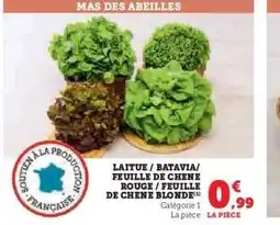 Hyper U LAITUE / BATAVIA / FEUILLE DE CHENE ROUGE / FEUILLE DE CHENE BLONDE offre