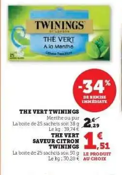 Hyper U THE VERT TWININGS offre