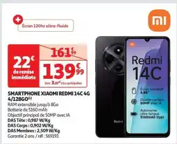 Auchan SMARTPHONE XIAOMI REDMI 14C 4G 4/128Go offre