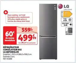 Auchan RÉFRIGÉRATEUR CONGÉLATEUR BAS LG GBP30DSLZN offre