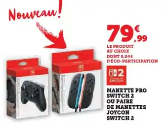 Hyper U Manette pro switch 2 ou paire de manettes joycon switch 2 offre