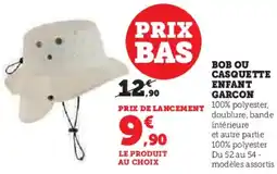 Hyper U Bob ou casquette enfant garcon offre
