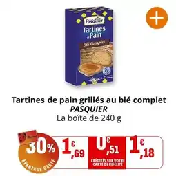 Coccinelle Express Pasquier - tartines de pain grilles au blé complet offre
