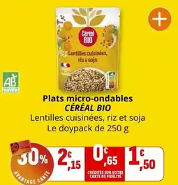 Coccinelle Express Céréal bio - plats micro-ondables offre
