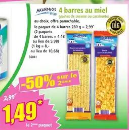Norma MEANDROS 4 barres au miel offre