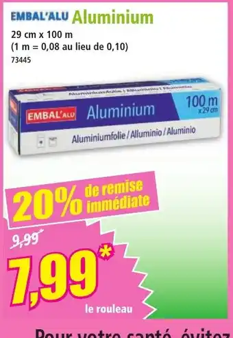 Norma EMBAL'ALU Aluminium offre