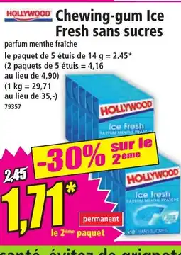 Norma HOLLYWOOD Chewing-gum Ice Fresh sans sucres offre