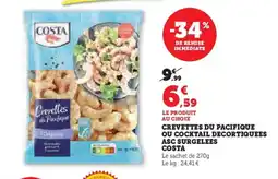 Super U COSTA Crevettes du pacifique ou cocktail decortiquees asc surgelees offre
