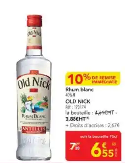 METRO OLD NICK Rhum blanc offre