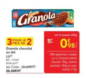 METRO LU Granola chocolat au lait offre