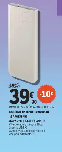 E.Leclerc SAMSUNG Batterie externe 10 000mah offre