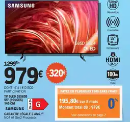 E.Leclerc SAMSUNG TV OLED 55S85D 55" offre