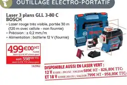 Quéguiner BOSCH Laser 3 plans GLL 3-80 C offre