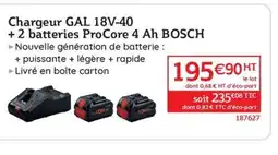 Quéguiner BOSCH Chargeur GAL 18V-40 + 2 batteries ProCore 4 Ah offre