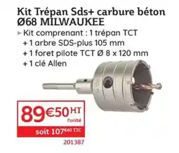 Quéguiner MILWAUKEE Kit Trépan Sds+ carbure béton 068 offre