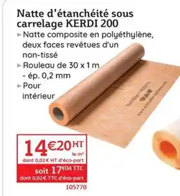 Quéguiner KERDI 200 Natte d'étanchéité sous carrelage offre