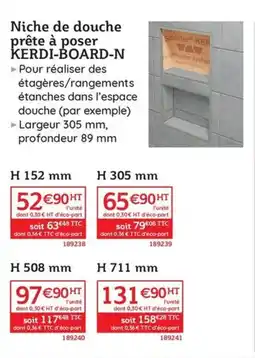 Quéguiner Niche de douche prête à poser offre