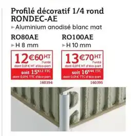Quéguiner Profilé décoratif 1/4 rond RONDEC-AE offre