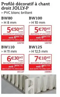 Quéguiner Profilé décoratif à chant droit offre