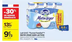 Carrefour MATIN LEGER SANS LACTOSE Lait U.H.T Format Familial offre