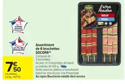 Carrefour SOCOPA Assortiment de 6 brochettes offre