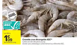 Carrefour Crevette crue décongelée ASC offre
