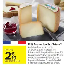 Carrefour P'tit Basque brebis d'Istara offre