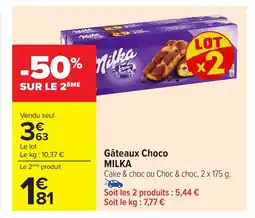 Carrefour MILKA Gâteaux Gâteaux Choco offre